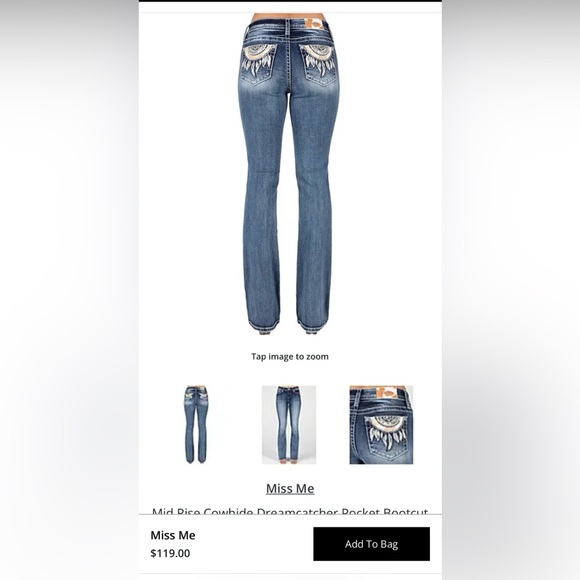 Nwt Miss me Cow Print Dreamcatcher Chloe boot jeans Sz 31 & 32 - Picture 3 of 5